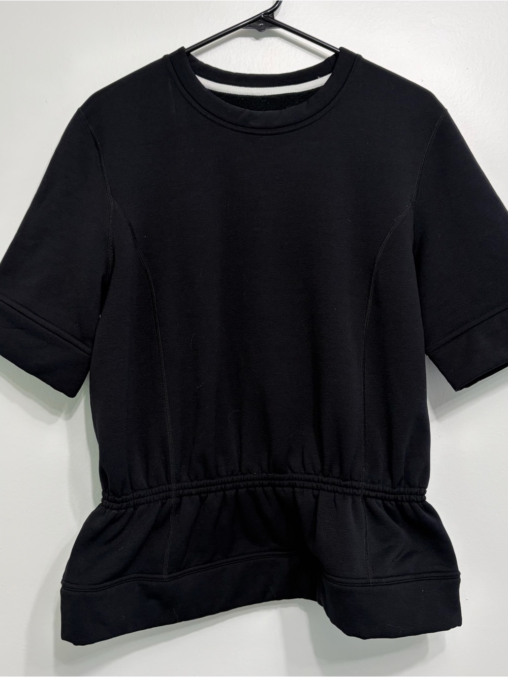 Lululemon Women’s Peplum Sweatshirt Top | Black | Short Sleeve | Size: 8-10